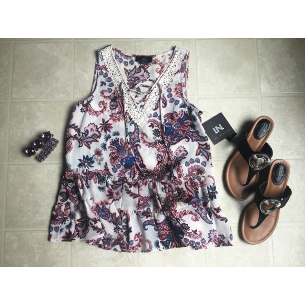 NWT Sleeveless Criss-Cross Tie Blouse